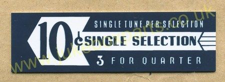 Seeburg V, VL & KD Drum Pricing Card Blue Left Arrow (JP504)