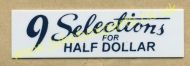 Seeburg V, VL & KD Drum Pricing Card Half Dollar Selections (JP506)