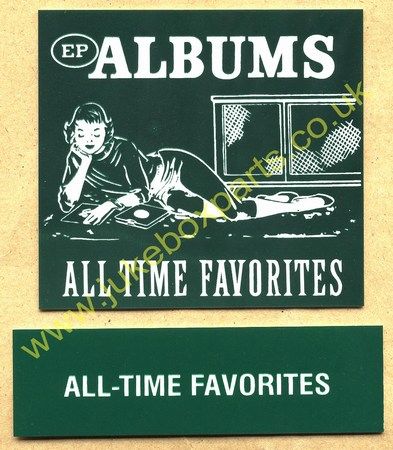 Seeburg V, VL & KD Drum Card & Classification Strip EP Albums All Time Favourites Green (JP526)