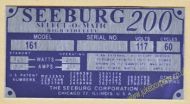 Seeburg 161 Aluminium Identification Plate (JP585)