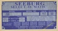 Seeburg 220 Aluminium Identification Plate (JP587)