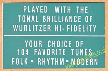 Wurlitzer Display Card Green (JP594)