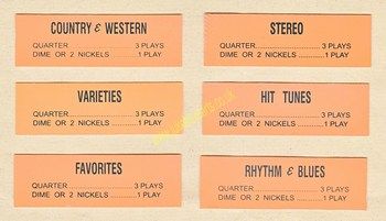 Rock-Ola Tempo 2 Set of 6 Classification Cards (JP595)