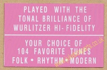 Wurlitzer Display Card Pink (JP607)