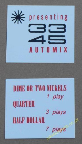 AMI Continental 1 33 45 Automix & Price of Play Cards (JP620)