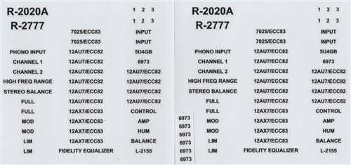 AMI Stereo Amplifier Decals For Model K & Continental (JP625)