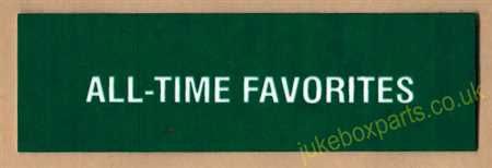 Seeburg V, VL & KD All Time Favourites Classification Strip (JP652)