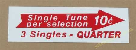 Seeburg V, VL & KD Drum Pricing Card (JP673)