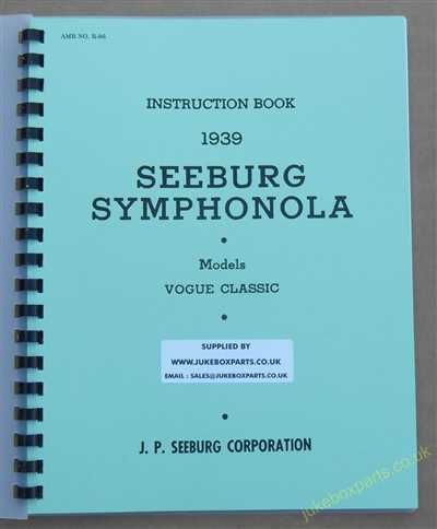 Seeburg Symphonola 1939 Instruction Book Models Vogue Classic