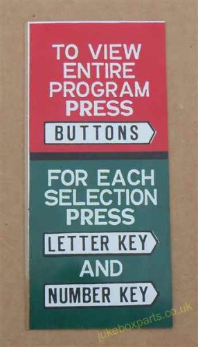 Seeburg V200 Left Instruction Plastic (SB153)