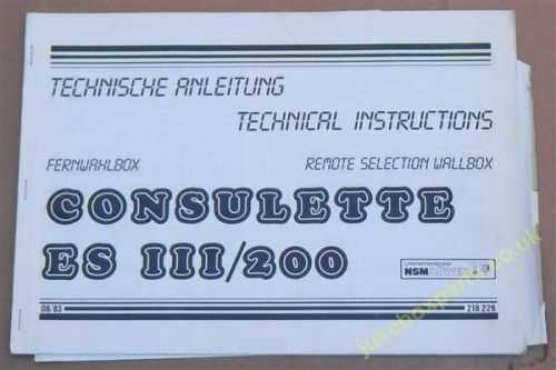 NSM Technical Instructions Consulette ES 111/200 (USM103)