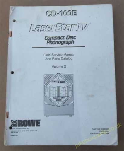 Rowe-Ami CD-100E LaserStar IV Field Service Manual & Parts Catalogue Volume 2 of 2 (USM130)