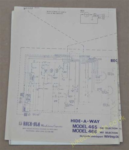 Rock-Ola Hide Away Model 465 & 466 Domestic & Export Wiring Diagram (USM132)