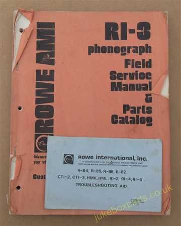 Rowe Ami RI-3 Phonograph Field Service Manual & Parts Catalog (USM187)