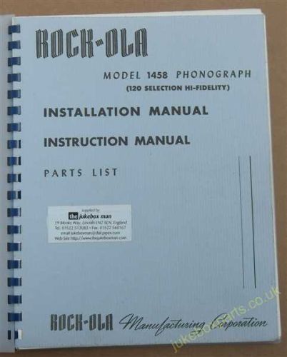 Rock-Ola 1458 Installation, Instruction & Parts Manual (USM20)