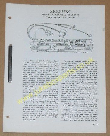 Seeburg Tormat Electrical Selector Type TES161 & TES221 (USM223)