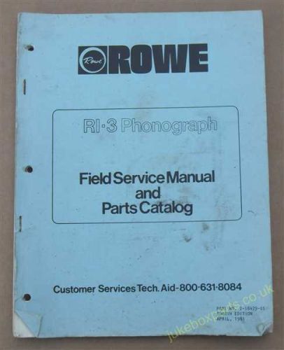 Rowe Ami RI-3 Phonograph Field Service Manual & Parts Catalog (USM231)