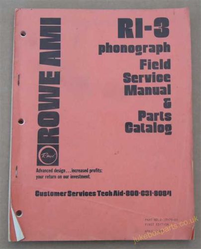 Rowe Ami RI-3 Phonograph Field Service Manual & Parts Catalog (USM232)