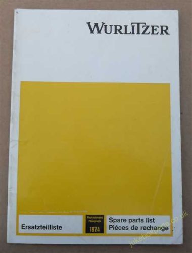 Wurlitzer Atlanta Carillon Lyric Hideaway Tarock 1974 Spare Parts List (USM260)