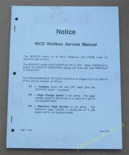 Rowe-Ami WCD Wallstar CD Wallbox Service Manual & Parts Catalog (USM31)