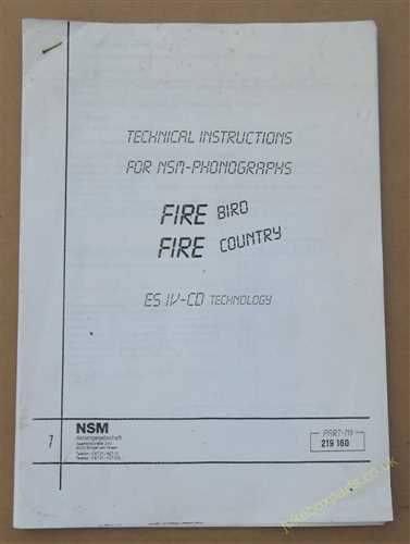 NSM Technical Instructions for CD Fire Bird Fire Country ES1V (USM329)