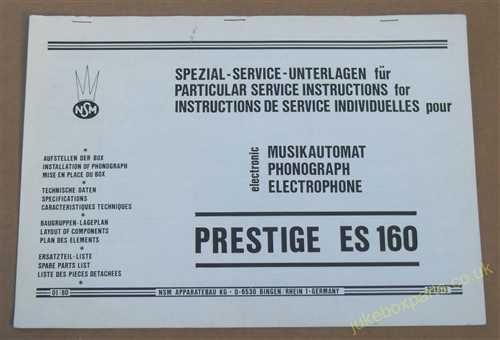 NSM Prestige ES160 Particular Service Instructions (USM382)