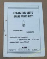 NSM ES11 / ES111 Spare Parts List (USM390)