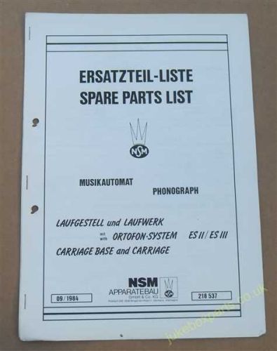 NSM ES11 / ES111 Spare Parts List (USM390)