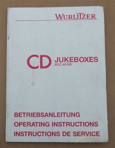 Wurlitzer CD Jukeboxes SCC 40 315 Operating Instructions Manual (USM395)