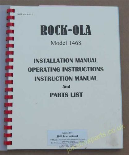 Rock-Ola 1468 Installation & Instructions Manual, Operating Instructions & Parts List (USM398)