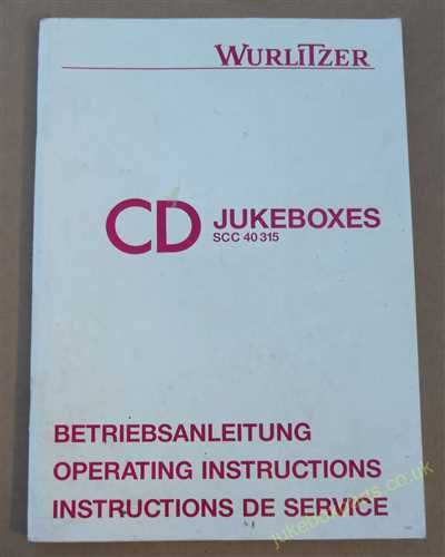 Wurlitzer CD Jukeboxes SCC 40 315 Operating Instructions Manual (USM402)