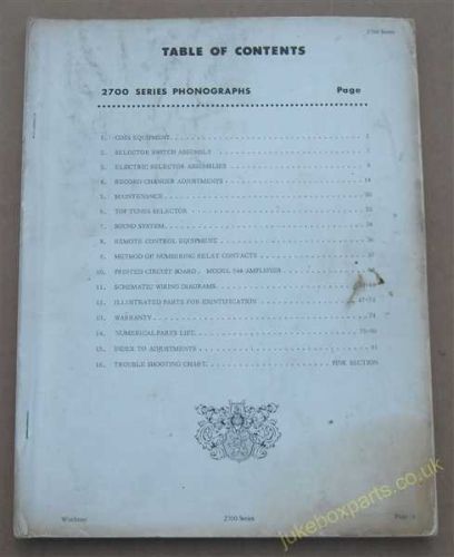 Wurlitzer 2700 & 2710 Service & Parts Manual (1963) (USM419)
