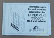 Playmate Escort MK6 Wall Selector Illustrated Parts List & Technical Information Manual (USM454)