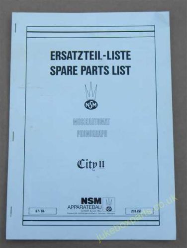 NSM City II Spare Parts List (USM457)