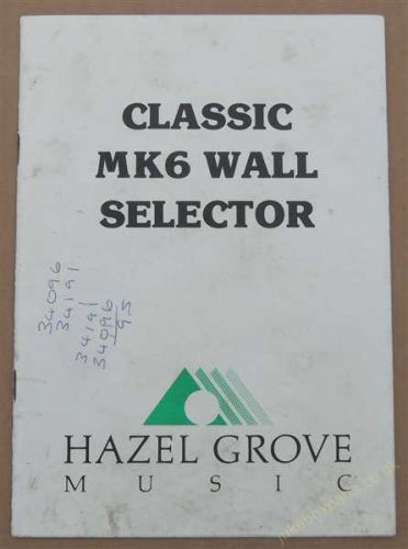 Hazel Grove Classic MK6 Wall Box Selector to Jukebox Manual (USM459)