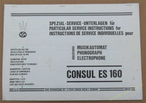 NSM Consul ES 160 Service Instructions Manual (USM463)