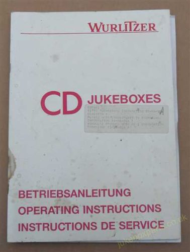 Wurlitzer CD Jukeboxes SCC 40 315 Operating Instructions (USM467)
