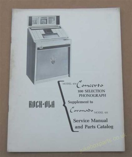 Rock-Ola 434 Concerto Supplement to Concerto 431 Parts Catalog (USM471)