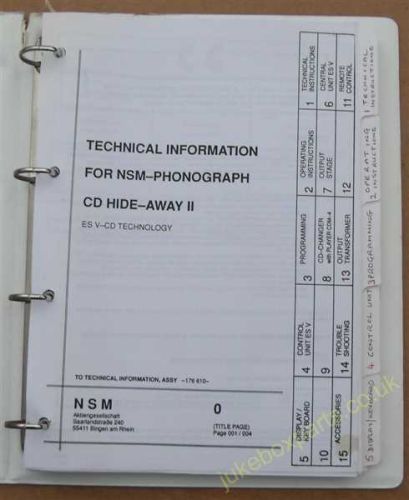 Technical Information for NSM Phonograph CD Hide Away II ES V CD Technology (USM51F)