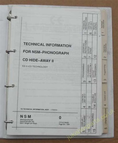 Technical Information for NSM Phonograph CD Hide Away II ES V CD Technology (USM52F)