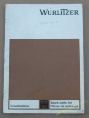 Wurlitzer Spare Parts List 1972 Models (USM71)