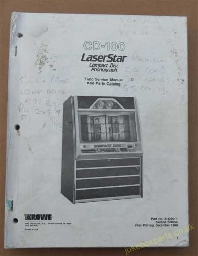 Rowe Ami CD-100 Laserstar Field Service Manual & Parts Catalog (USM72)