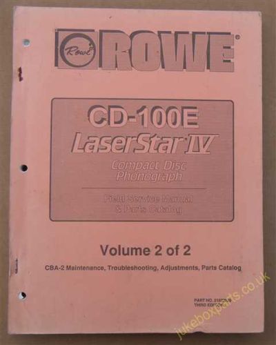 Rowe-Ami CD-100E LaserStar IV Field Service Manual & Parts Catalogue Volume 2 of 2 (USM80)