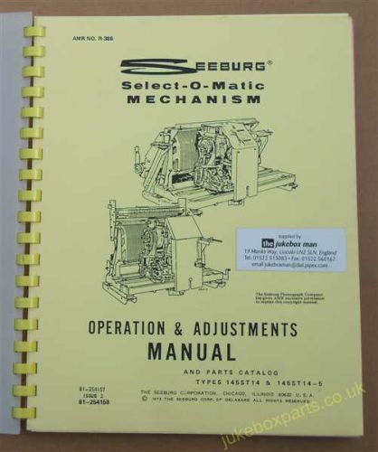 Seeburg Select-O-Matic Mechanism types 145ST14 & 145ST14-5 Operation & Adjustment Manual & Parts Catalogue (USM87)
