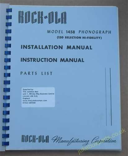Rock-Ola 1458 Installation, Instruction & Parts Manual (USM89)