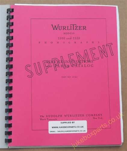 Wurlitzer 1500 & 1550 Service Instructions & Parts Catalog Supplement (USM21)