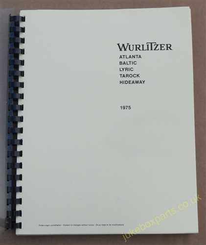 Wurlitzer 1975 Manual Models Atlanta, Baltic, Lyric, Tarock, Hideaway