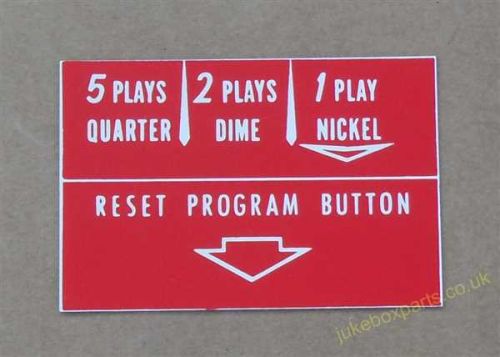 Wurlitzer Instruction Card Red (WP71A)