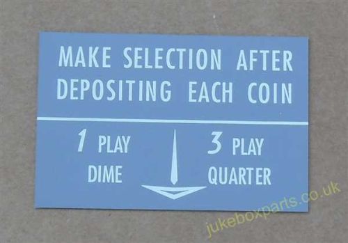 Wurlitzer Instruction Card Grey (WP71C)
