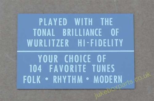 Wurlitzer Display Card Grey (WP71D)